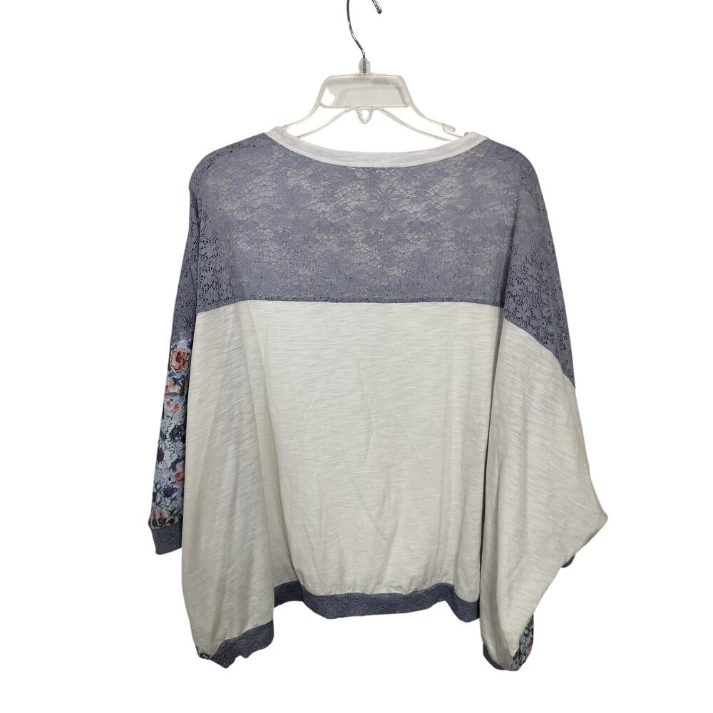 5261) Oddi Heart Lace Batwing Patchwork Boho Spring Floral Lace Oversize Top S/M - Picture 6 of 9